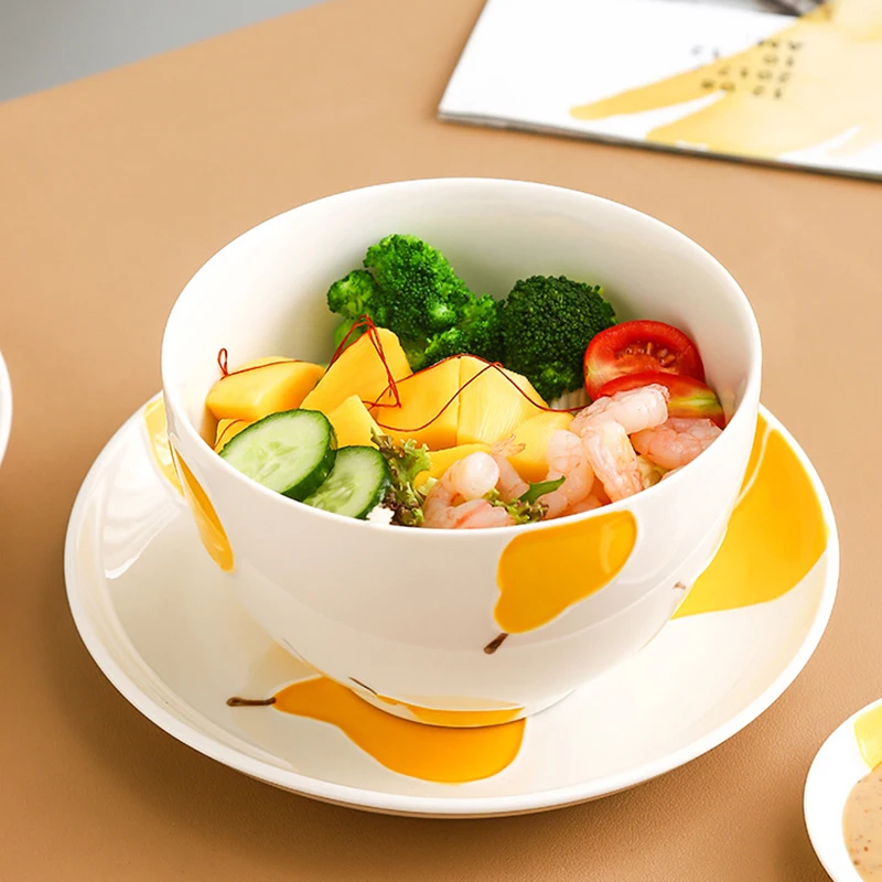 

Versatile Ceramic Dinner Plates for Steak Pasta Cake Dessert Vegetable Salad, Modern Nordic Style Cute Emboss Pear