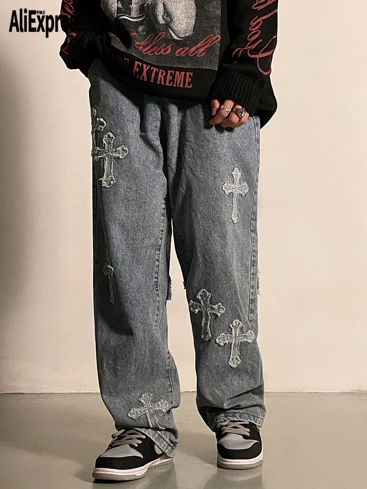 

Джинсы для мужчин, мешковатые, с низкой посадкой, в стиле хип-хоп, Y2k, женские штаны карго