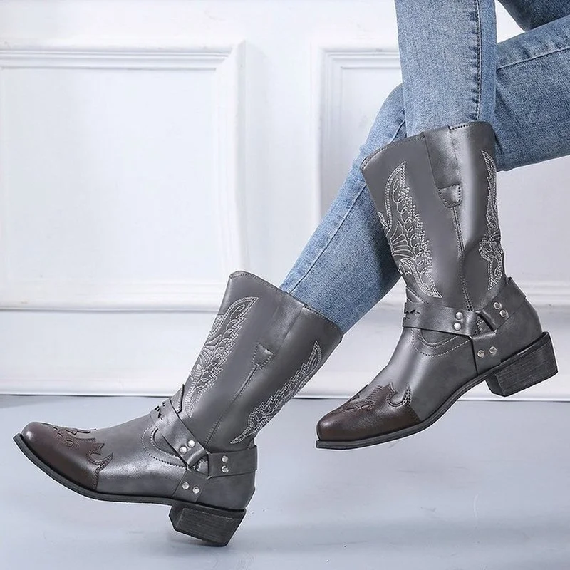 2022 Women Boots Pointed Toe Women Mid-Calf Boots Side Zipper Boots for Women  Ladies Shoes High Heels Female Footwear 43 Yards