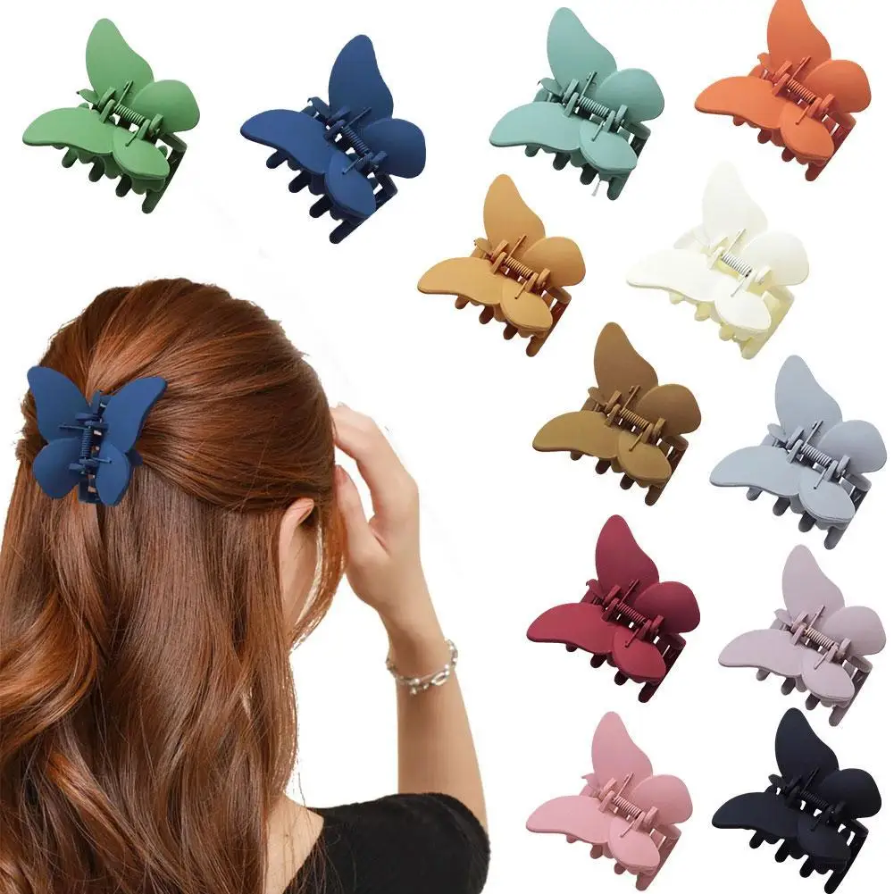 

12pcs Butterfly Grab Clip Candy Color Fashion Women Girls Horsetail Hairpin Sweet Fairy Butterfly Hair Claw Headwear Accessories