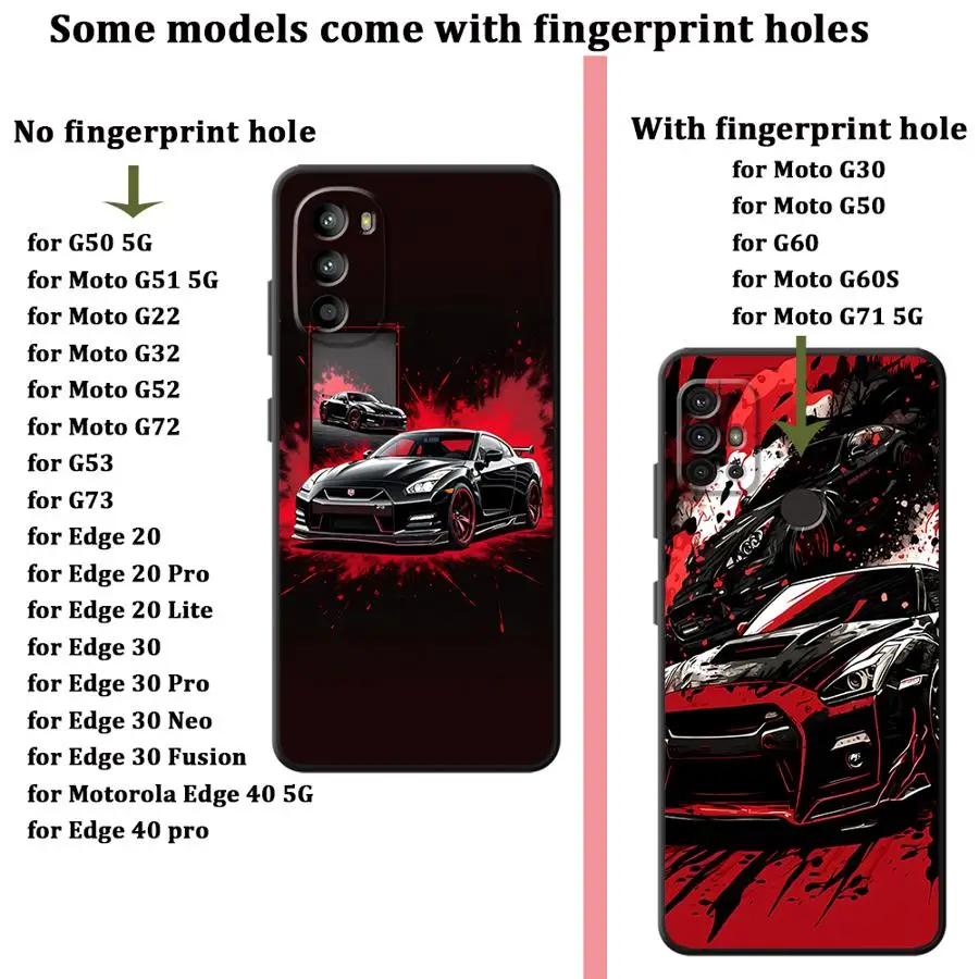 Фото Чехол для Motorola Moto G22, Edge40, G51, G73, G32, Edge 20 Pro, 30 Lite, G52, G71, G50, G60s, G53, G30, черный, с крутым автомобильным дизайном №2