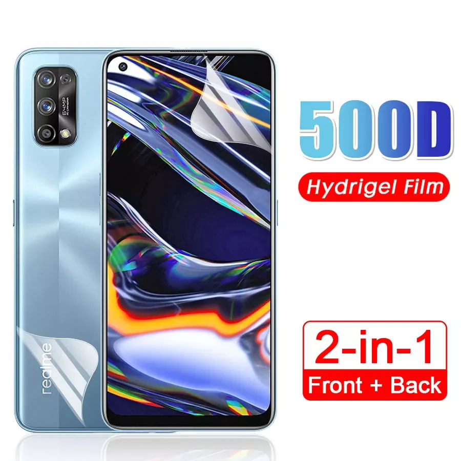 

2in1 Soft Hydrogel Film For Realme 6 7 8 Q3 Pro 4G 5G GT NEO 2 Back Film Screen Protector For Realme C21 Not Glass