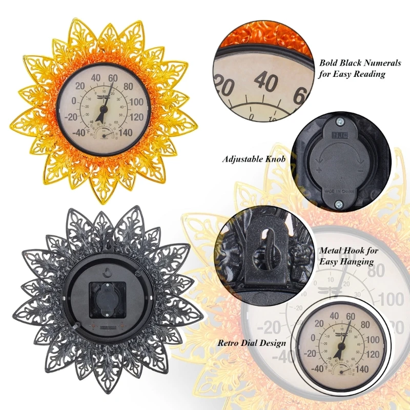 

Уникальный уличный термометр в форме солнца, водонепроницаемый настенный измеритель температуры, батарея не требуется, Прямая