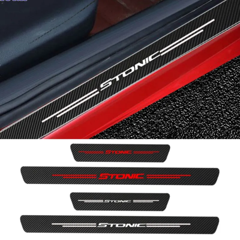 

4 шт. защитные наклейки из углеродного волокна на пороги автомобиля для Kia Stonic GT GTLINE RIO K3 K5 K7 Seltos Optima Soul Sportage Ceed Niro