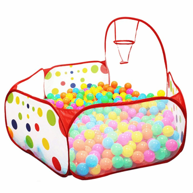 Детская игровая палатка бассейн для шаров с Баскетбольным кольцом красная сумка