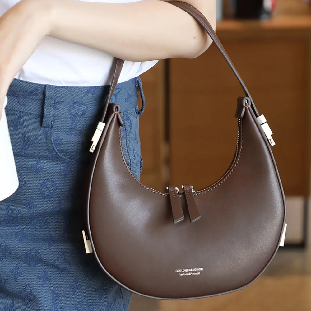 Bisi Goro Original Design Bag 2023 Fashion Luxury Genuine Leather Bags Ladies Women Shoulder Handbag Slipt Cow Half Moon Purses