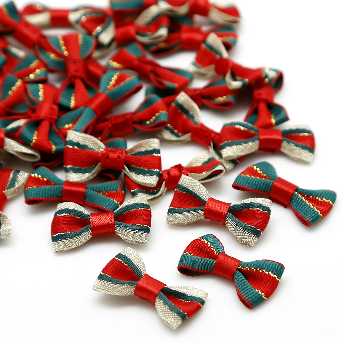 

3x1.5cm 20pcs Red/Green Satin Ribbon Bows For Sewing Christmas Bow Tie Decoration Handmade Party/Home/Garment/Hair Decoration