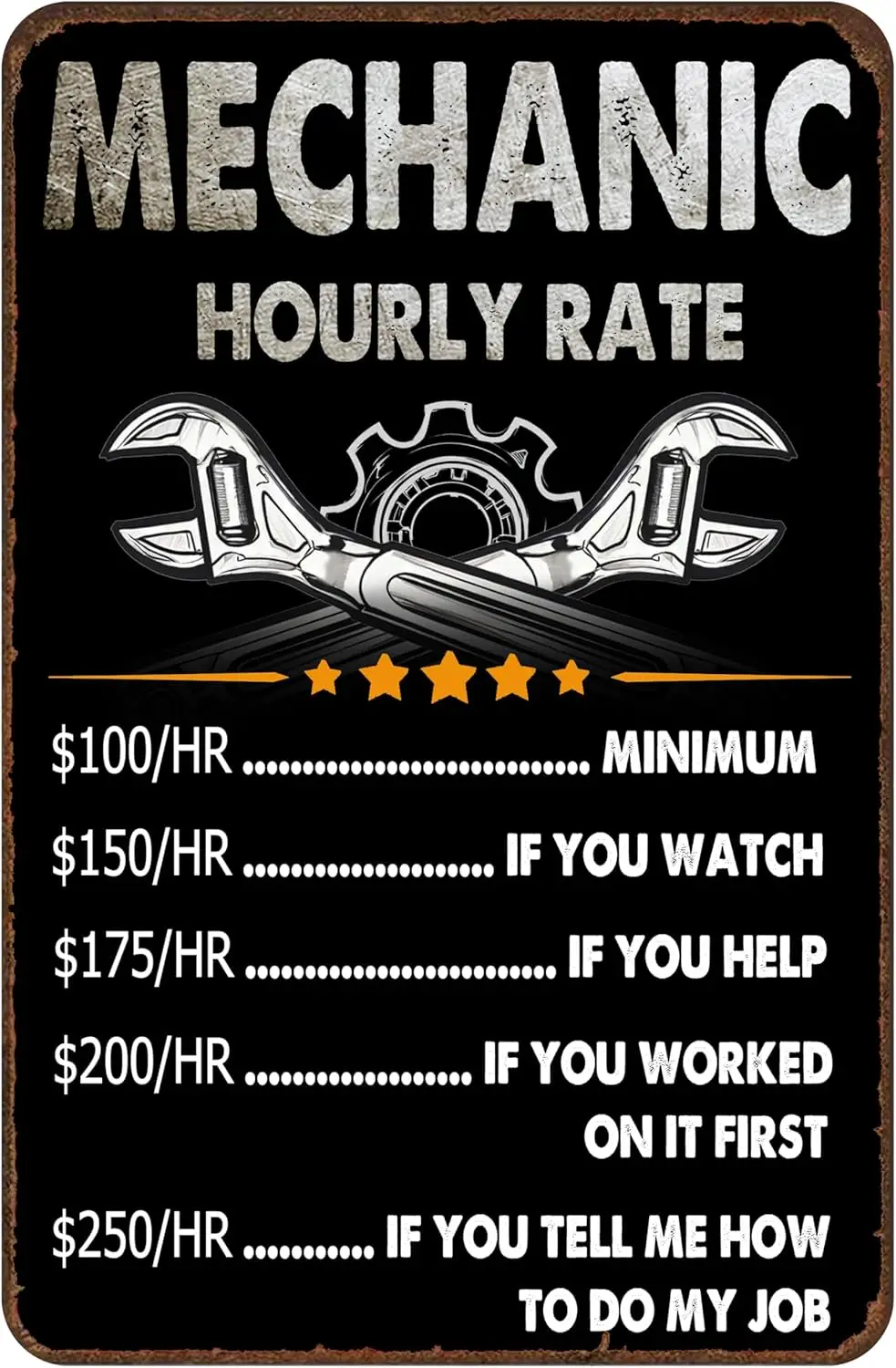 Vntge Mechnc Wll Decor Grge аксессуары Gfts For Cr Guys Men Hourly e Metl Sgns 12x8 nches
