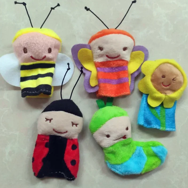 Мягкие животные плюшевые новые пальцы пара пчелы бабочки божьи коровки гусеницы