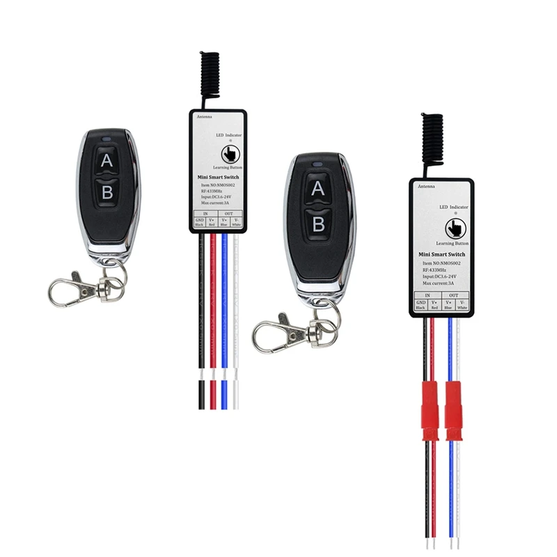 

Беспроводной пульт дистанционного управления RF 433 МГц релейный приемник постоянного тока 3,6-12 В 1-канальный модуль с 2 кнопками передатчик св...