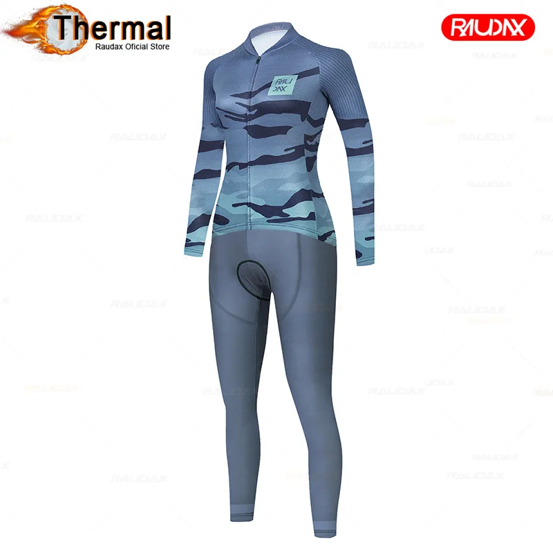 

Winter Cycling 2022 Women Long Sleeve Road Camouflage Jersey Bibshorts Thermal Maillot Ropa Ciclismo Bike Cycling Clothing Set