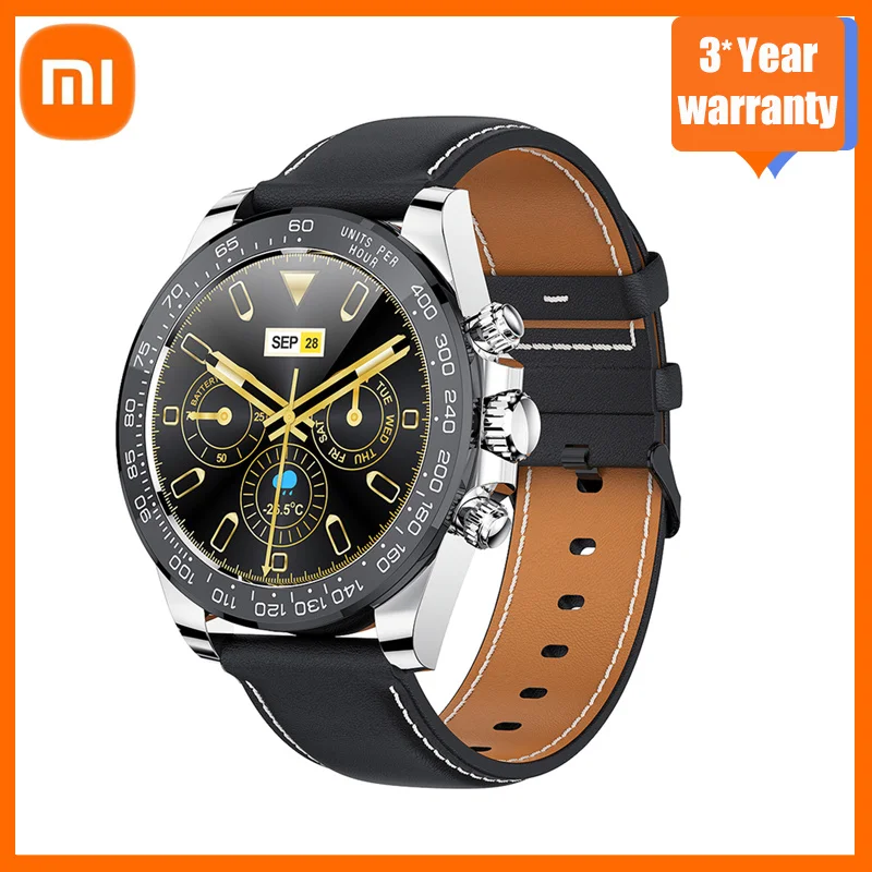 

Xiaomi 2022 New Business Leather Smart Watch Men Fitness Tracker IP68 Waterproof Heart Rate Monitor Smartwatch for IOS Android