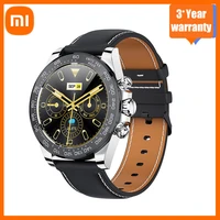 xiaomi 2022 new business leather smart watch men fitness tracker ip68 waterproof heart rate monitor smartwatch for ios android