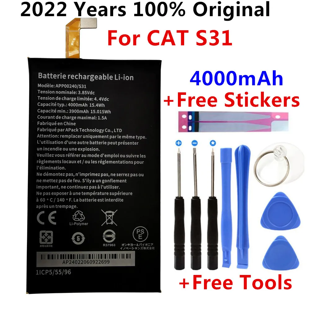 

Battery APP00240 For CAT S31 4000mAh Mobile Phone Replacement Batteria Batterie For CAT S31 Accumulator AKKU with Tools