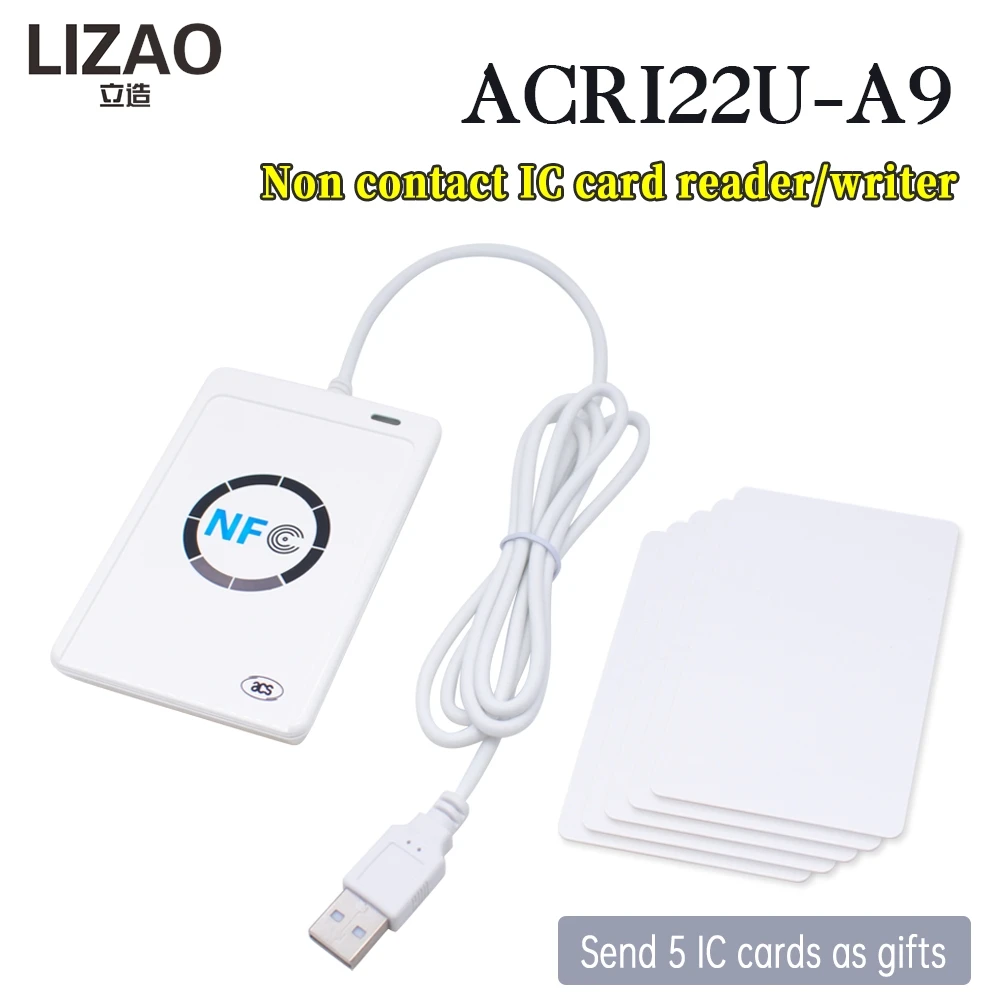 1 шт. USB ACR122U NFC RFID-считыватель смарт-карт для всех 4 типов тегов (ISO/IEC18092) + 5 карт M1 Hot