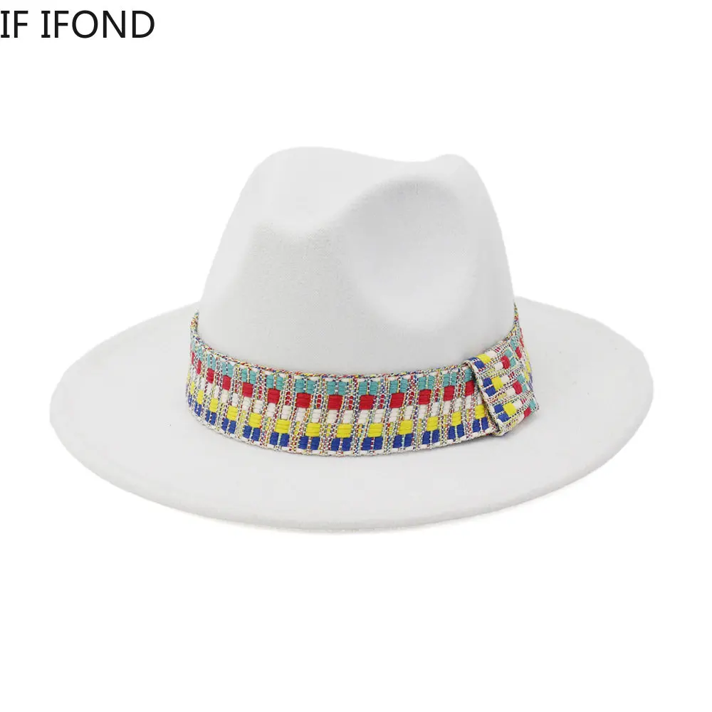 

Fascinator White Fedora Hats with Ribbon Band Women Party Dress Hat Panama Church Wedding Jazz Cap Chapeu Feminino