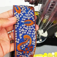 4cm wide ethnic style sequins embroidered lace webbing handmade diy clothing cuffs home textile curtain accessories