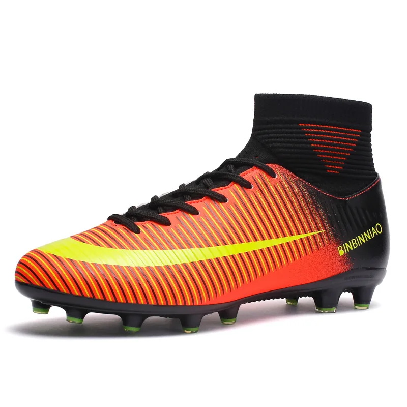 Soccer shoes men's high-top broken nails primary and middle school students youth men's game training shoes AG grass