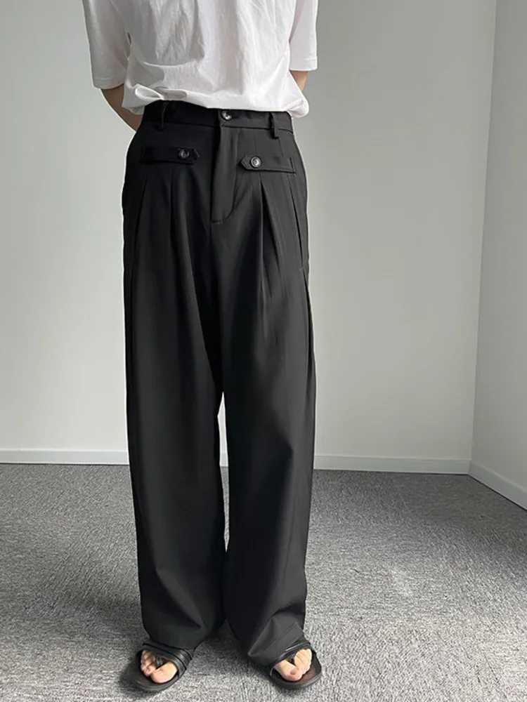 

SYUHGFA Men Clothing 2022 Autumn Solid Color Slim Straight Suit Pants For Male All-match Korean Streetwear Simple Trousers