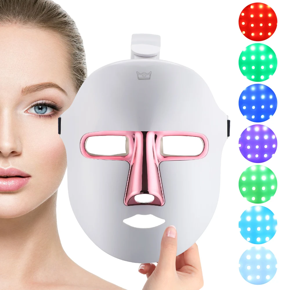 

7Colors LED Facial Mask Photon Therapy Skin Rejuvenation Anti Acne Wrinkle Removal Skin Care Mask Skin Brightening USB Charge