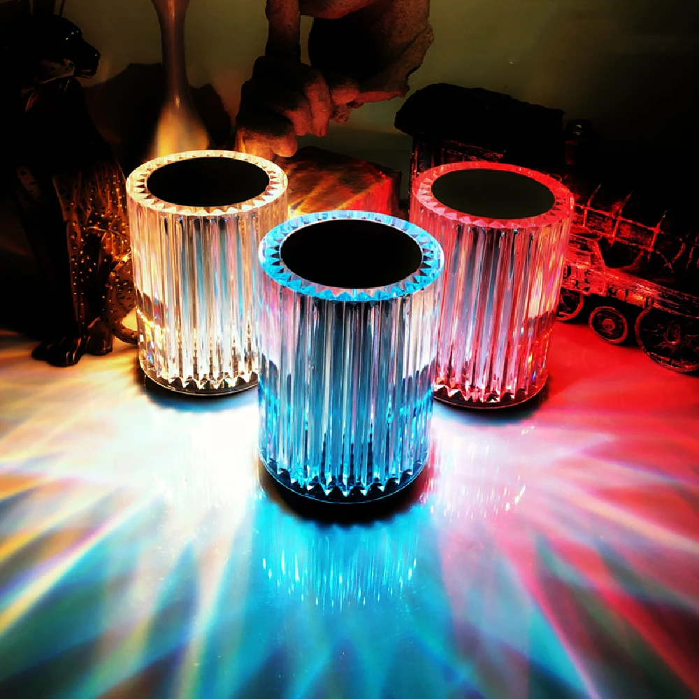 

LED Diamond Crystal Projection Night Lights USB Charging Remote Control Restaurant Bar Decoration RGB Light Bedside Desk Lamp