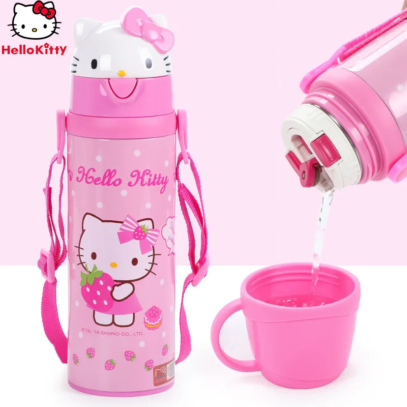 

Hello Kitty Kawaii Sanrios Series аниме мультфильм милый ребенок термос чашка с соломинкой студент идти в школу специальная чашка для воды