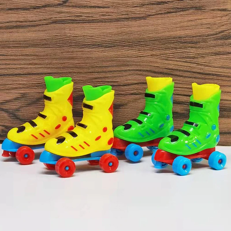 1Pair Elf Doll Accessories Ice Skates Shoes Christmas Red Shirt Green Skirt Suit Mini Finger Skate Shoes  Toys For Children Gift