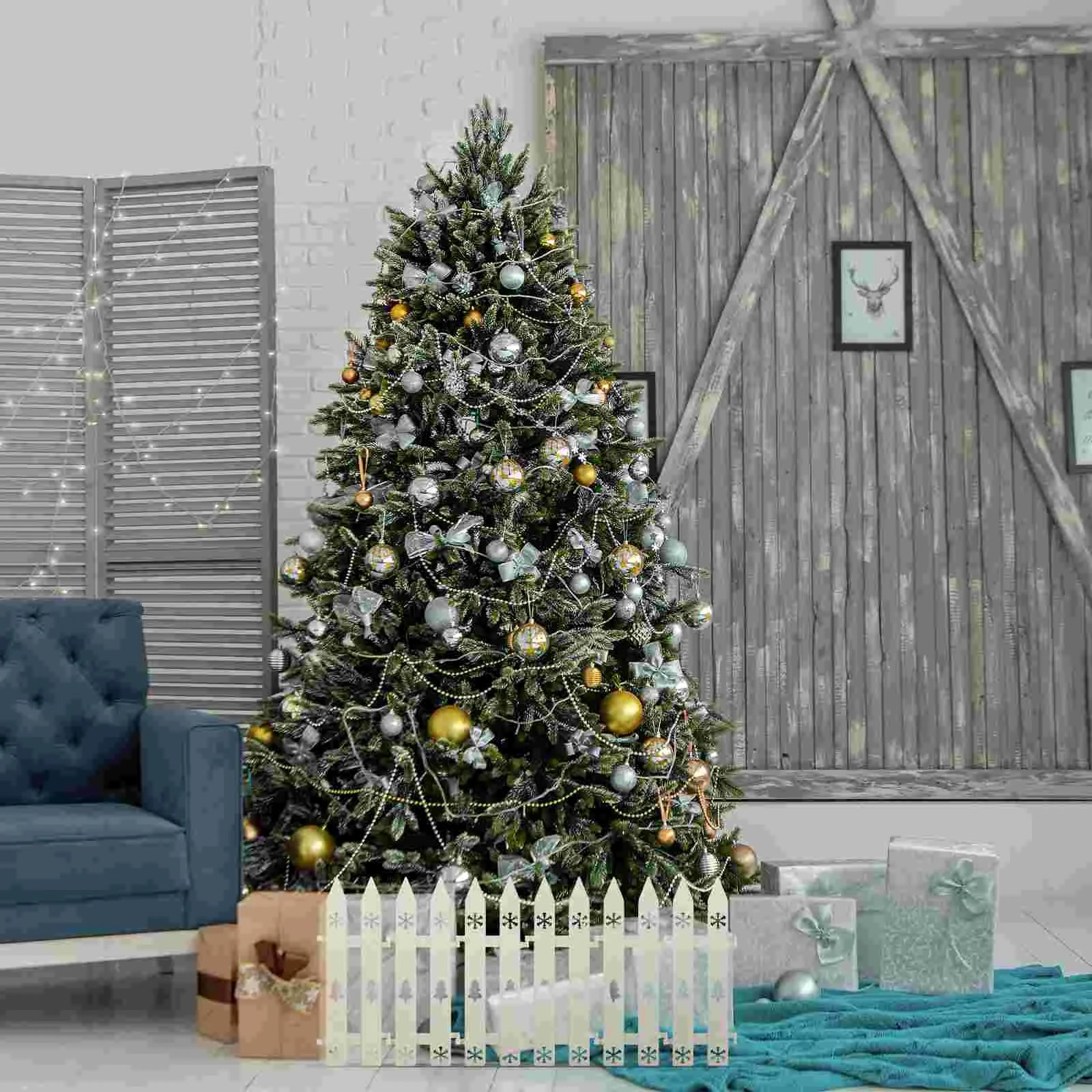

15Pcs Plastic Fence Christmas Tree Fence Christmas Tree DIY Prop Christmas Fence Decorative Fence