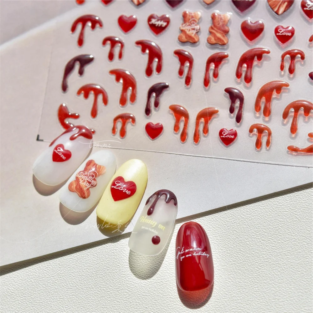NAILFYOU 5D желейный медведь персиковый дизайн наклейка для ногтей Kawaii мультфильм