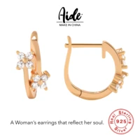 aide 18k champagne gold earrings geometric design clover women 925 sterling silver rose gold drop earrings fashion jewelry 2022
