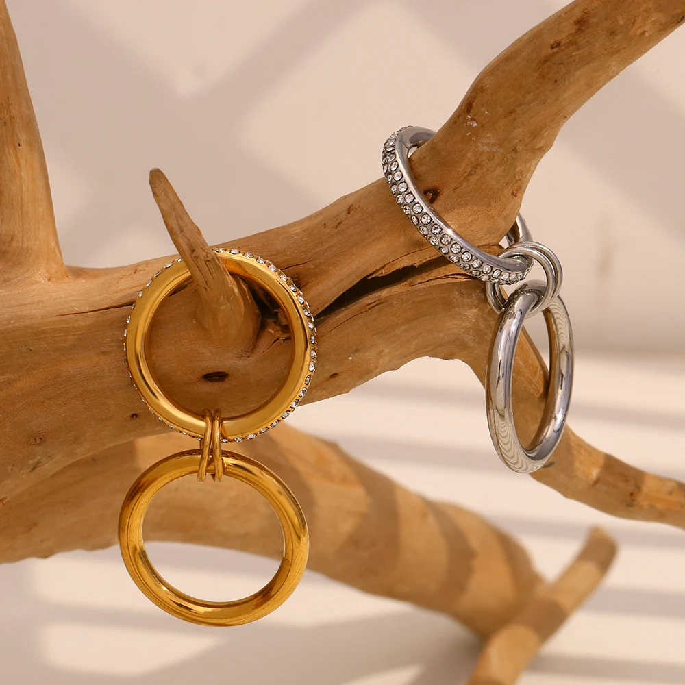 Модное глянцевое кольцо La.Muses из нержавеющей стали с белым фианитом