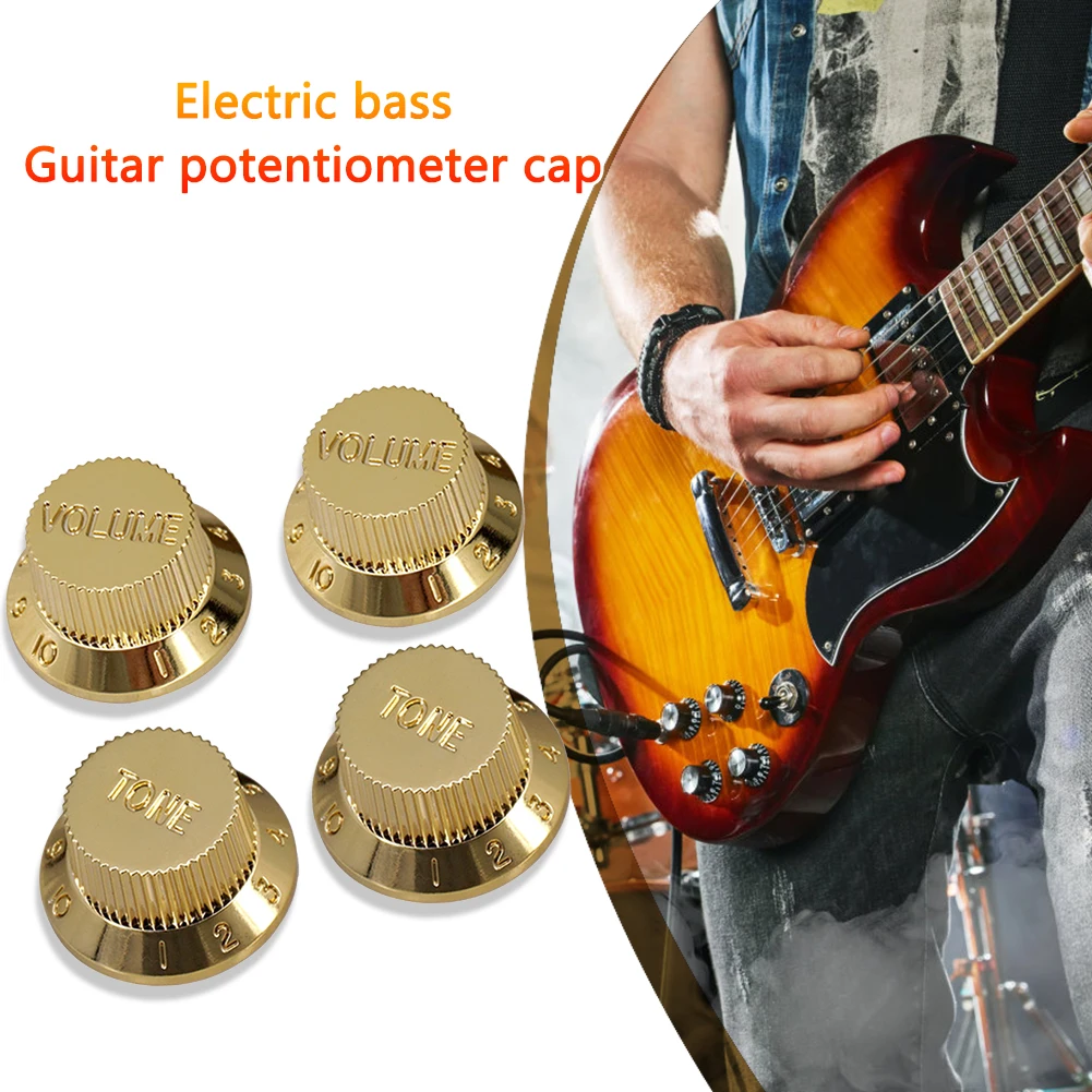 

3/4pcs 2 Tone and 1 Volume Top Knob Top Hat Speed Volume Tone Pedal Control Knobs Gold for Electric Guitar Bass Accessories