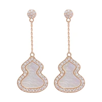 golden gourd earring pendant white shell mother of pearl earrings silver needle light luxury sweet zircon earrings