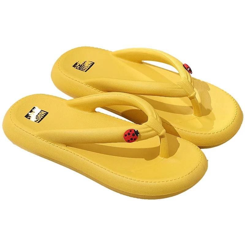 

Thick Bottom Platform Unisex Casual Breathable Beach Sandals Women Flip Flops Ladybug Animal Design Women Slipper Home Men Shoes