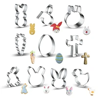 10pcs spring easter cookie cutter stainless steel cartoon rabbit egg carrot biscuit cutter baking tools easter party diy molds