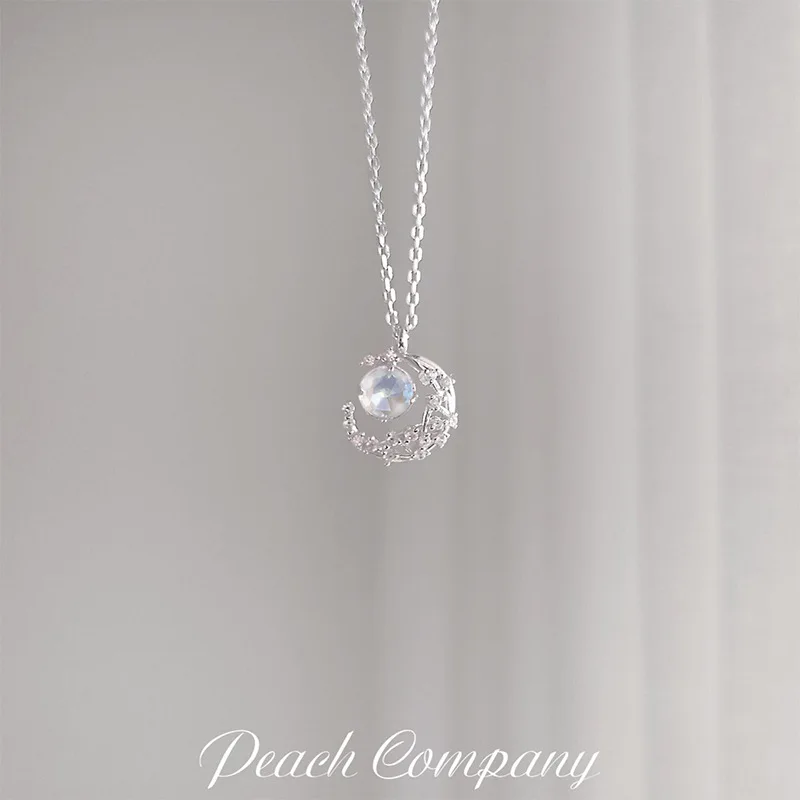 

S925 Silver Clavicle Chain Female Simple Net Red Light Luxury Crescent Pendant Korean Version Temperament Spot Moon Necklace