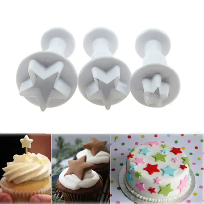 

3 Pcs/set Cake Litter Star Spring Baking Plungers Decoration Tools sugarcraft cookie press mold toast print cookie cutter Mould