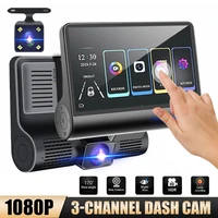 1080p dash cam front inside rear camera 3 channel recorder 4 touch screen night vision loop recording g sensor parking monitor