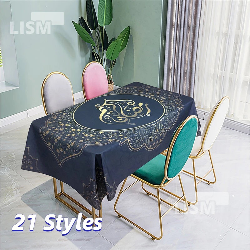 

Islamic Mubarak Tablecloth Suitable for Classical Home Party Wedding Decor Waterproof Easy To Clean Rectangle Desk Table Cloth