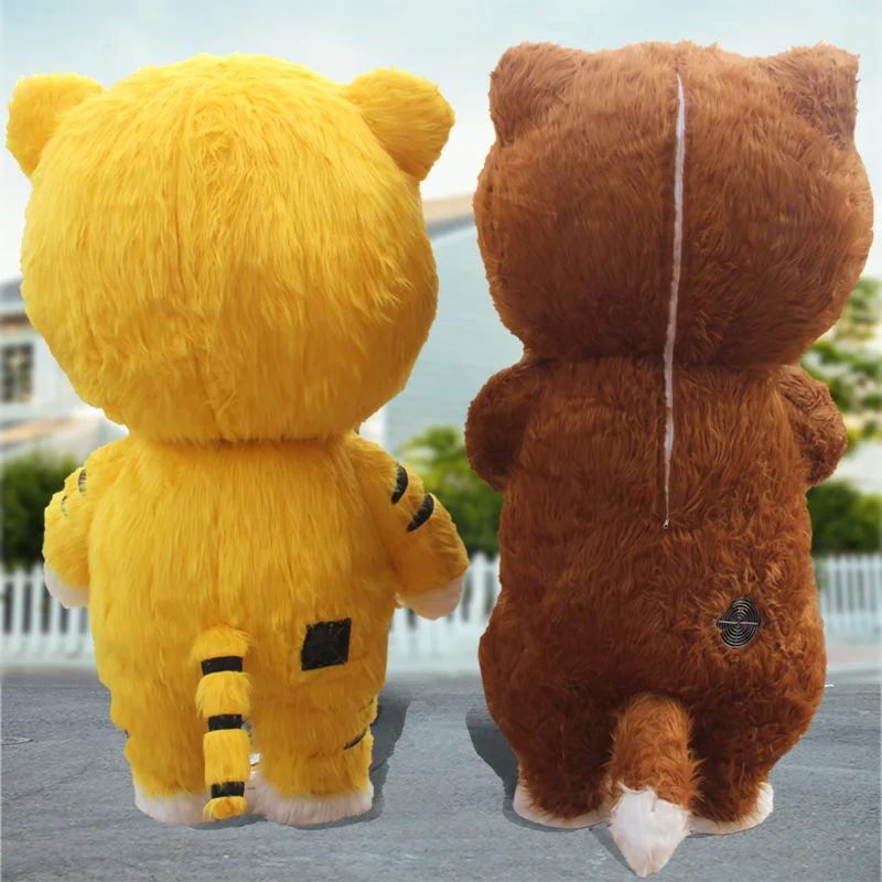 Надувной костюм с улыбкой плюшевый желтый и коричневый Тигры маткота костюмы