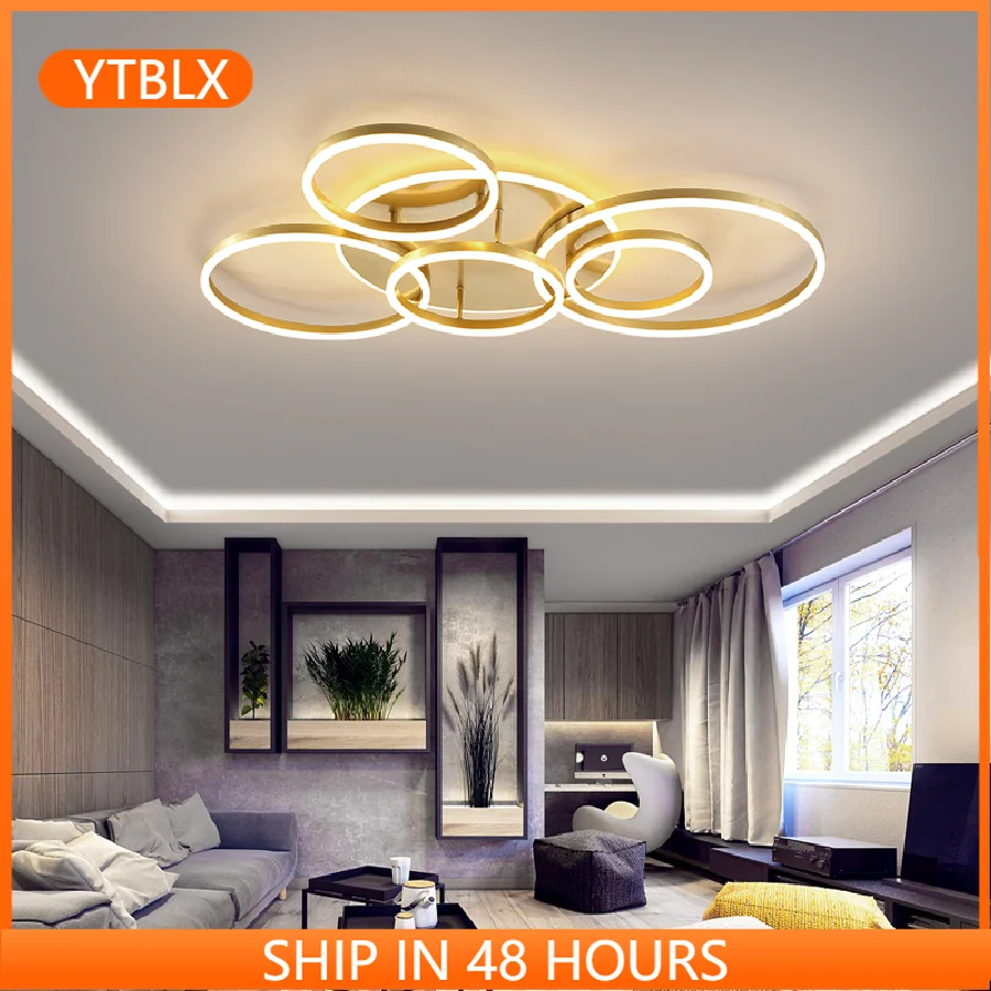 

Smart Home Alexa Circle Rings Modern led Chandelier For living Room Bedroom Study Room White/Brown Color Chandelier