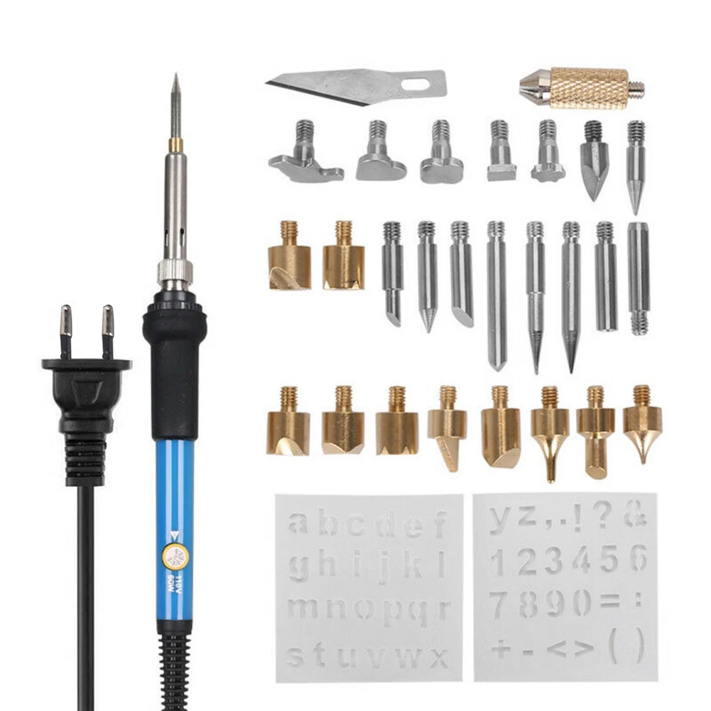 

28pcs DIY Multipurpose Crafts Blade Welding Kit Tools Carving Wood Burning Pen Easy Use Pyrography Stencil Tips Soldering Iron