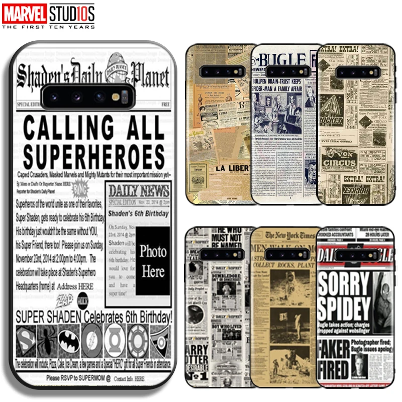 

Marvel Nostalgic Newspaper Phone Case For Samsung Galaxy S8 S9 S10 S10e S20 Plus S20 FE Ultra Black Coque Funda Silicone Cover
