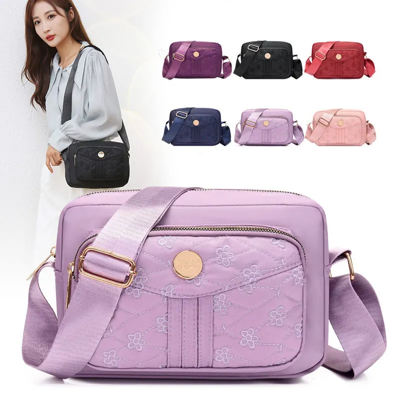 

Portable Females Leisure Shoulder Bags Women's Simplicity Fashion Nylon Soft Crossbody Bags Large Capacity Ladys Messenger Bags