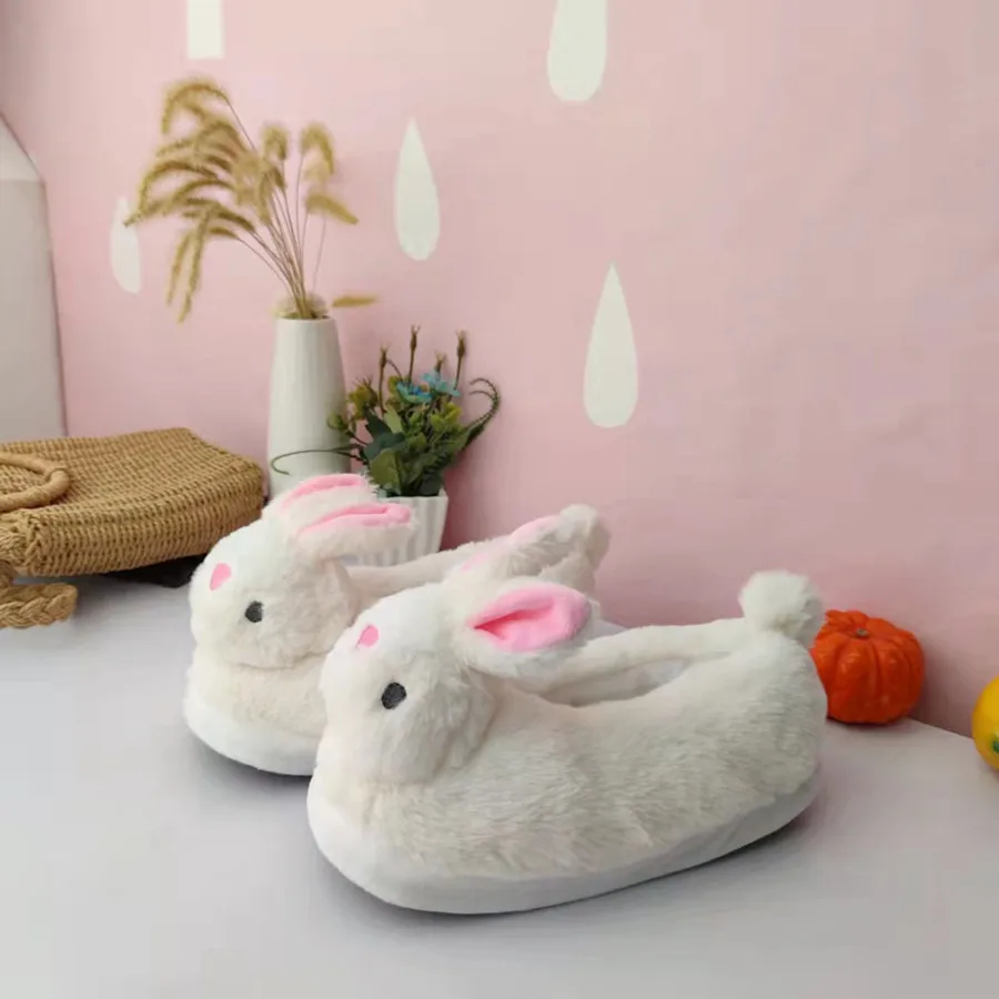 

Lovely Rabbit Slippers Winter Fluffy Shoes For Wome Home Slipper Girls Booties Woman Animal Shoes Bunny Slipper Free Shipping