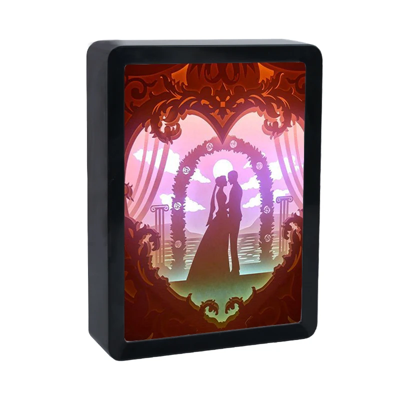 Wedding Table Lamps 7Layer Paper Cut Light Boxes Usb Power Light Led Frames For Pictures Wedding Decoration Bedroom Night Lamp