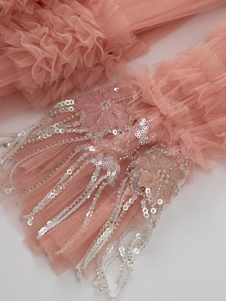 Женское длинное Сетчатое платье Seasixiang дизайнерское бальное с круглым вырезом