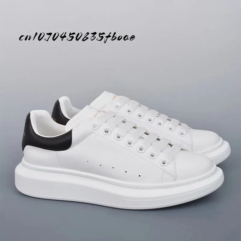 

Brand Mixed Color White Shoes Breathable Comfortable Leather Women's Shoes High-quality Lace-up Casual Couple Shoes Luxury