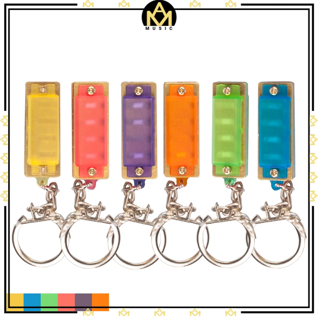 

4 Hole 8 Tone Mini Harmonica Keychain Key Rings Toy Gift Musical Instrument Children Harmonica