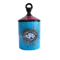 abstract alien eyes ceramic jar retro aromatherapy candle cup bottle cosmetics jewelry jar cotton swab box porcelain home decor